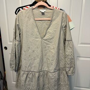 Club Monaco Beige Eyelet-Trim dress